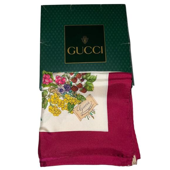 Gucci Vintage Floral Silk Scarf With Box - Picture 16 of 16